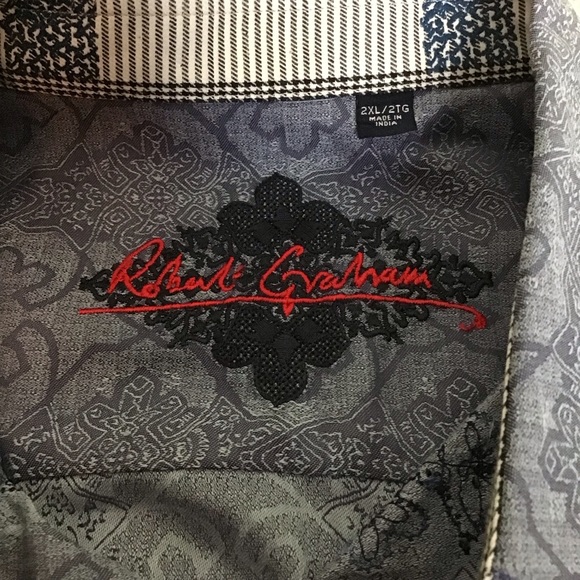 Robert Graham Men’s Button Down Blue floral Print Flip Cuff  Shirt Sz. 2XL EUC - Picture 12 of 13